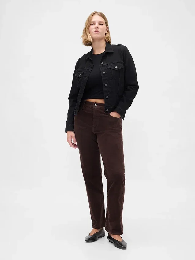 Corduroy '90s slim straight Jeans met hoge taille