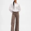 Corduroy broek met hoge taille en wijde pijpen