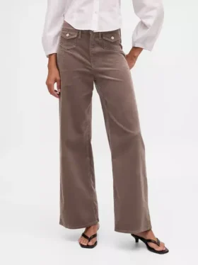 Corduroy broek met hoge taille en wijde pijpen
