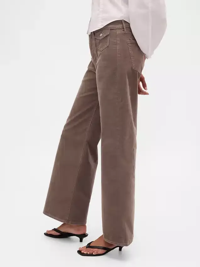 Corduroy broek met hoge taille en wijde pijpen