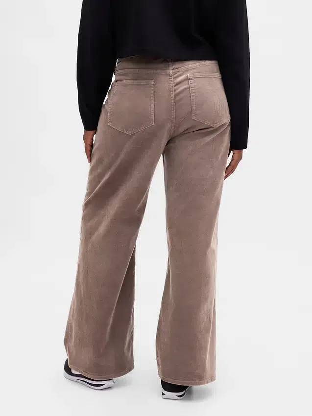 Corduroy broek met hoge taille en wijde pijpen