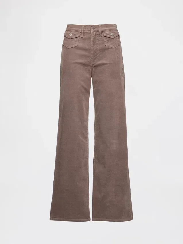 Corduroy broek met hoge taille en wijde pijpen