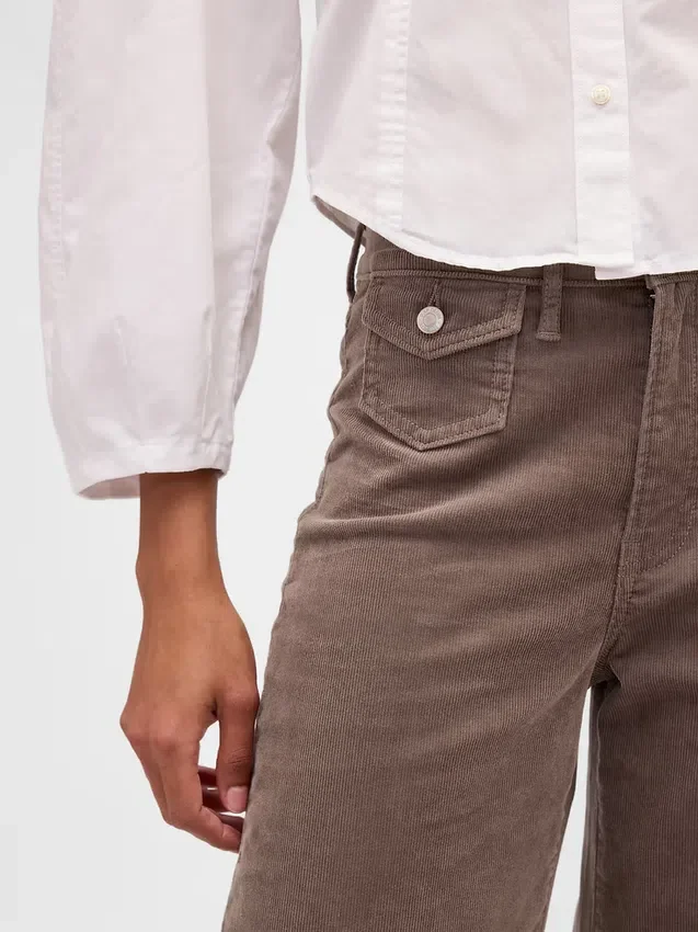 Corduroy broek met hoge taille en wijde pijpen