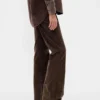 Corduroy broek met middelhoge taille en uitlopende pijpen