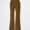 Corduroy broek met middelhoge taille en uitlopende pijpen