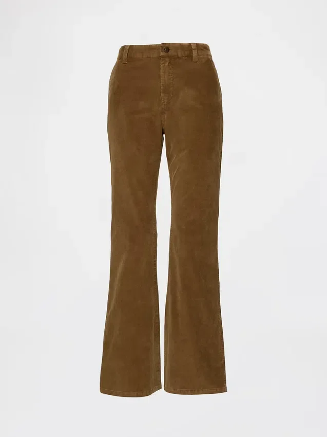 Corduroy broek met middelhoge taille en uitlopende pijpen