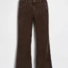 Corduroy broek met middelhoge taille en uitlopende pijpen