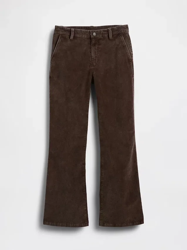 Corduroy broek met middelhoge taille en uitlopende pijpen