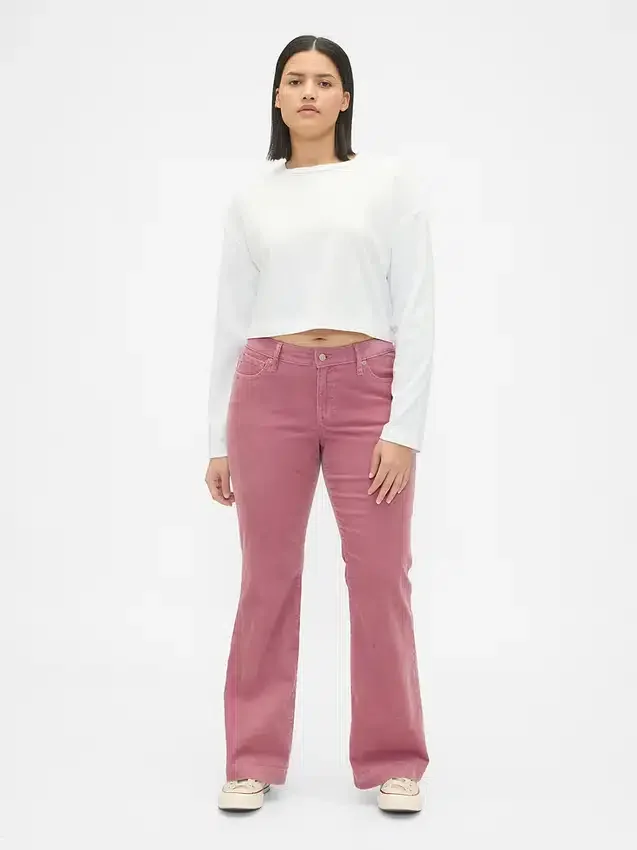 Corduroy-Jeans met lage taille, lang en slank model