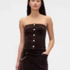 Corduroy strapless cropped vest