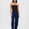 Corduroy strapless cropped vest