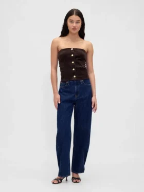 Corduroy strapless cropped vest