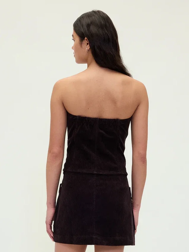 Corduroy strapless cropped vest