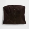 Corduroy strapless cropped vest