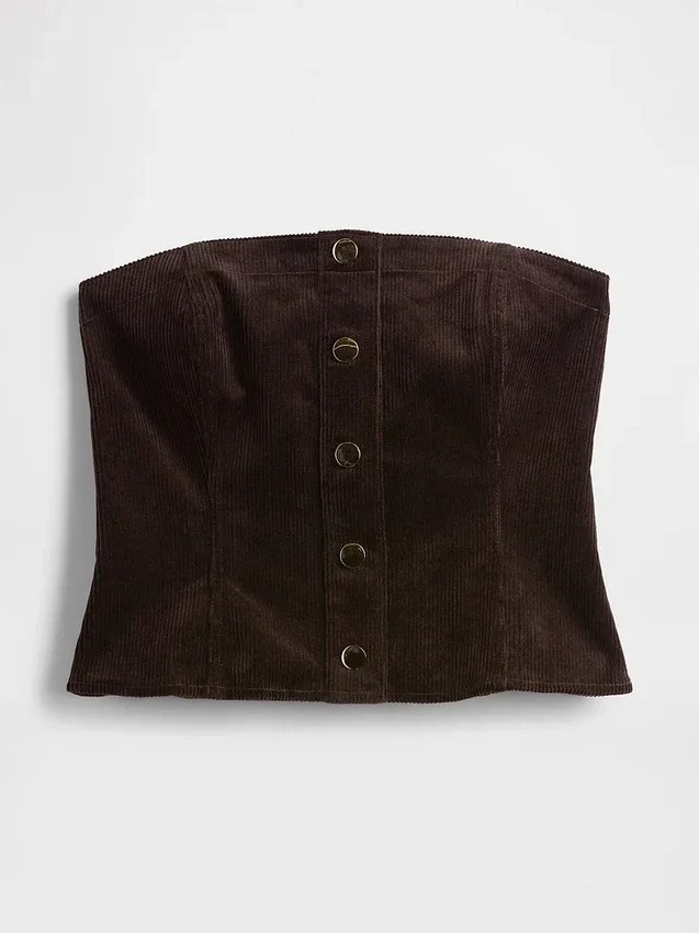 Corduroy strapless cropped vest