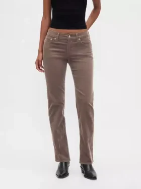 Corduroybroek met lage taille, slank en recht model in jaren ’90-stijl