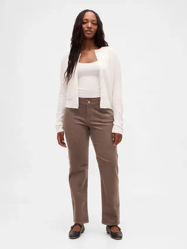 Corduroybroek met lage taille, slank en recht model in jaren '90-stijl