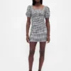 Crop-corsettop met pofmouwjes van linnenmix