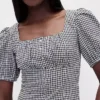 Crop-corsettop met pofmouwjes van linnenmix
