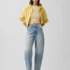 Crop-jeans met hoge taille en wijd uitlopende pijpen