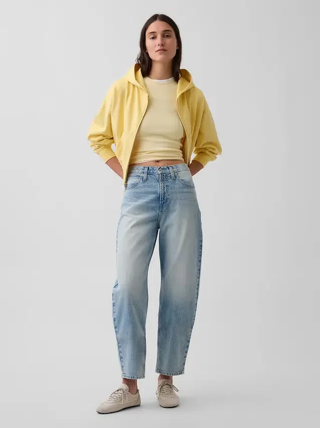 Crop-jeans met hoge taille en wijd uitlopende pijpen