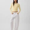 Crop-jeans met hoge taille en wijd uitlopende pijpen
