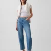 Crop-jeans met hoge taille en wijd uitlopende pijpen