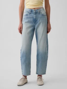 Crop-jeans met hoge taille en wijd uitlopende pijpen