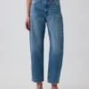 Crop-jeans met hoge taille en wijd uitlopende pijpen