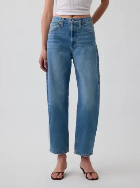 Crop-jeans met hoge taille en wijd uitlopende pijpen