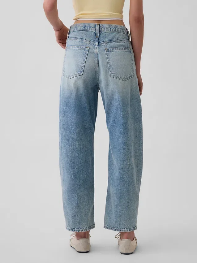 Crop-jeans met hoge taille en wijd uitlopende pijpen