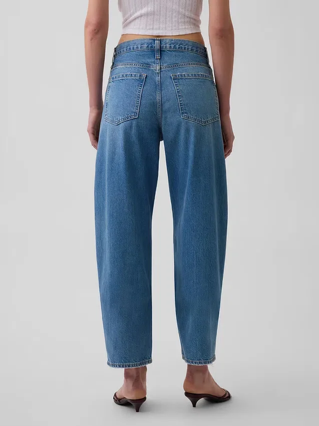Crop-jeans met hoge taille en wijd uitlopende pijpen