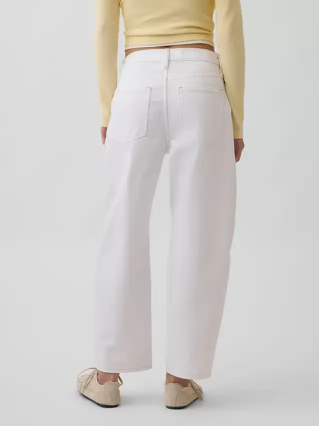 Crop-jeans met hoge taille en wijd uitlopende pijpen
