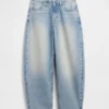 Crop-jeans met hoge taille en wijd uitlopende pijpen