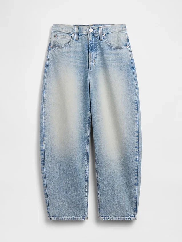 Crop-jeans met hoge taille en wijd uitlopende pijpen