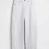 Crop-jeans met hoge taille en wijd uitlopende pijpen