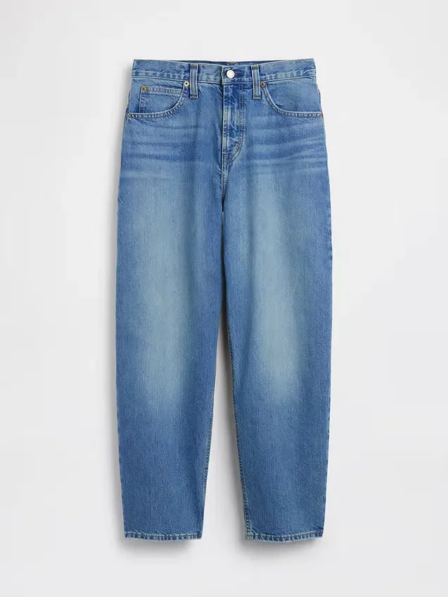 Crop-jeans met hoge taille en wijd uitlopende pijpen