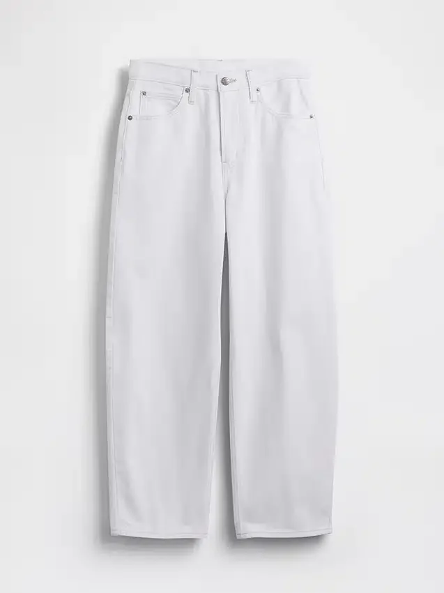 Crop-jeans met hoge taille en wijd uitlopende pijpen