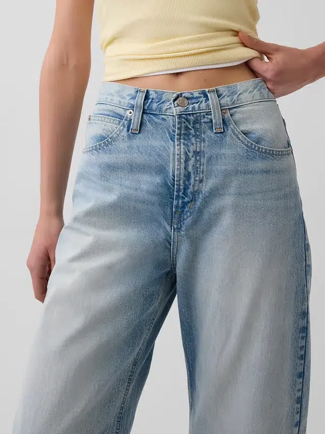 Crop-jeans met hoge taille en wijd uitlopende pijpen