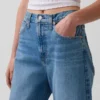 Crop-jeans met hoge taille en wijd uitlopende pijpen