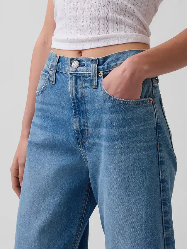 Crop-jeans met hoge taille en wijd uitlopende pijpen