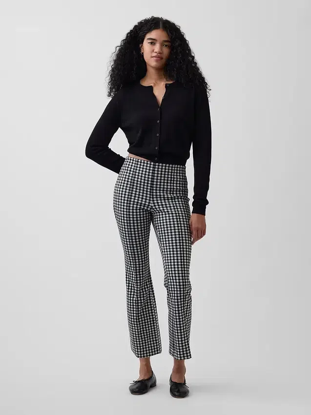 Crop-kickbroek met hoge taille van dubbel gebreid materiaal
