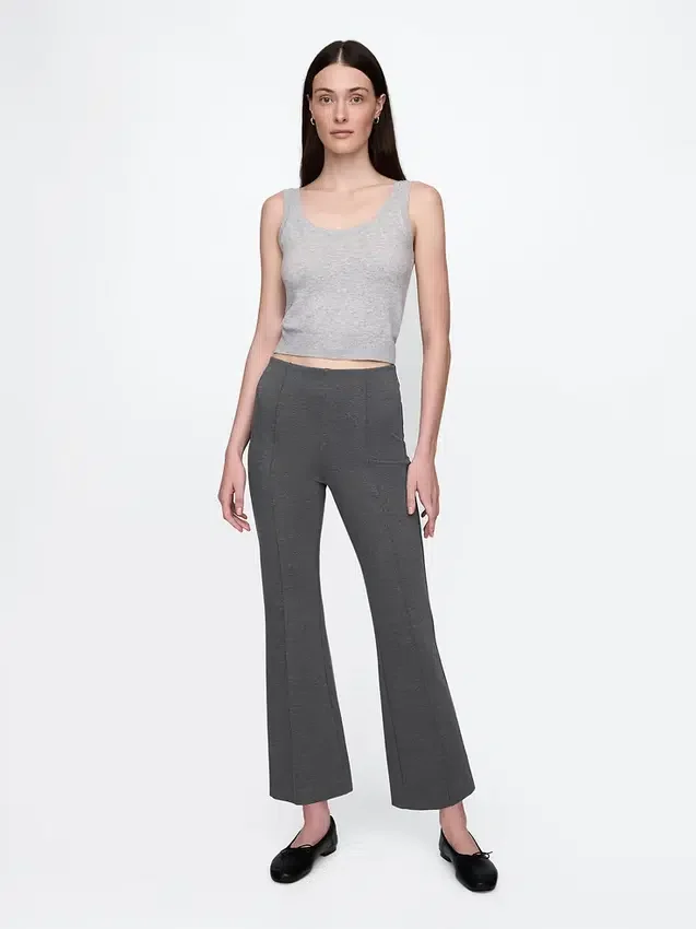 Crop-kickbroek met hoge taille van dubbel gebreid materiaal