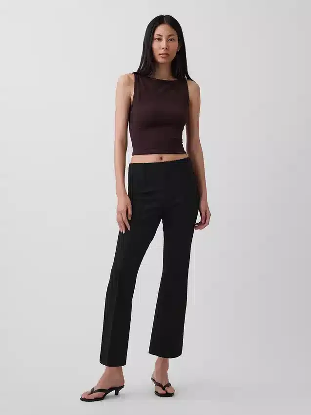 Crop-kickbroek met hoge taille van dubbel gebreid materiaal