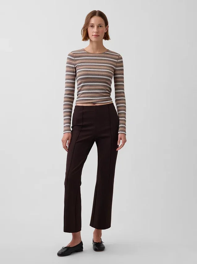 Crop-kickbroek met hoge taille van dubbel gebreid materiaal