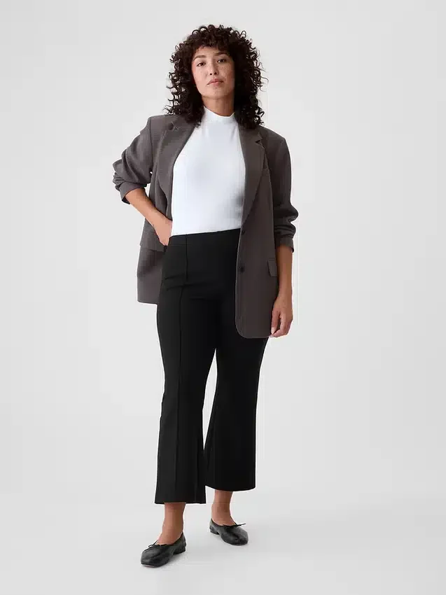 Crop-kickbroek met hoge taille van dubbel gebreid materiaal