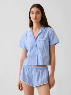 Crop-pyjamashemd van popeline