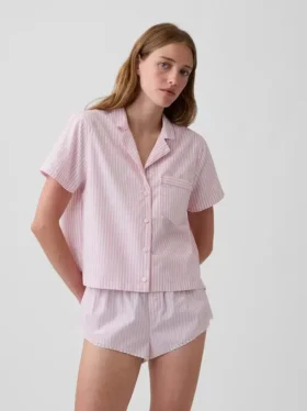 Crop-pyjamashemd van popeline