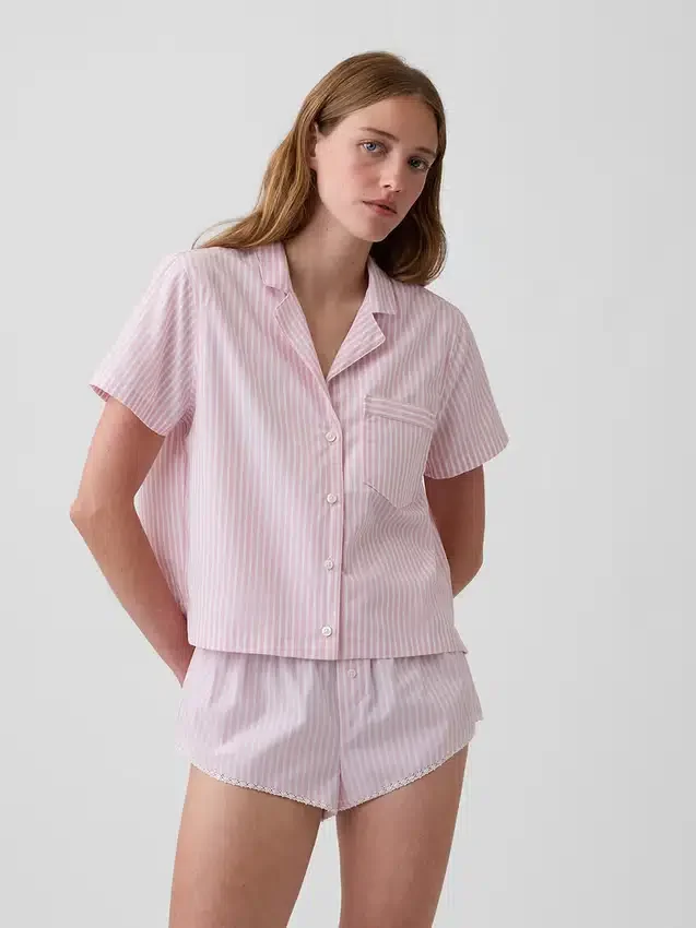 Crop-pyjamashemd van popeline