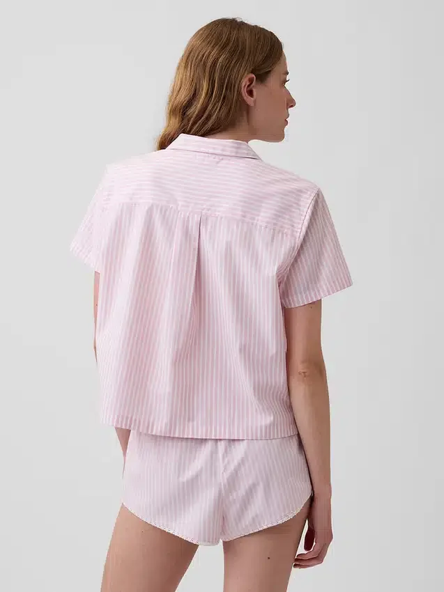 Crop-pyjamashemd van popeline